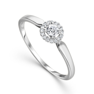 Pierścionek z białego złota 585 z diamentami 0,15ct