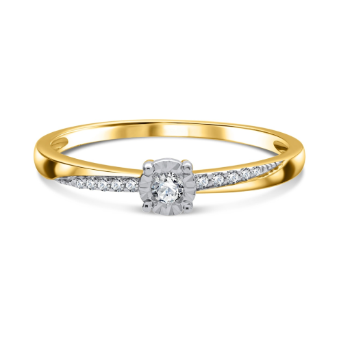 Złoty pierścionek zaręczynowy 585 z diamentami 0,09ct - obrazek 2