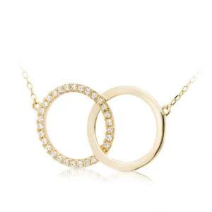 Złota celebrytka kółka jedności 585 z diamentami 0,08ct