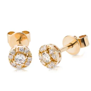 Złote kolczyki 585 z diamentami 0,18ct