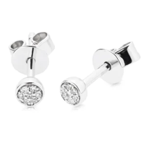 Złote kolczyki 585 z diamentami w kształcie koła 0,04ct