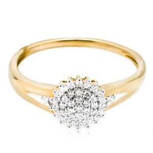 Złoty pierścionek 585 z brylantowym kwiatem 0,15ct