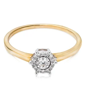 Złoty pierścionek zaręczynowy 585 z diamentami 0,1ct