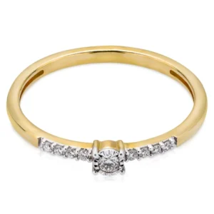 Złoty pierścionek zaręczynowy 585 z diamentami 0,093ct