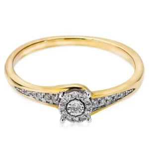 Złoty pierścionek 585 z diamentami 0,07ct