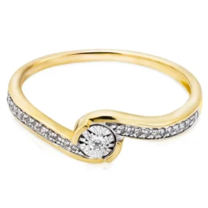 Złoty pierścionek zaręczynowy 585 z diamentami 0,1ct