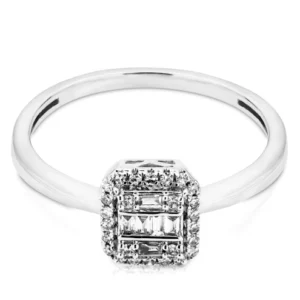 Pierścionek z białego złota 585 z diamentami 0,12ct