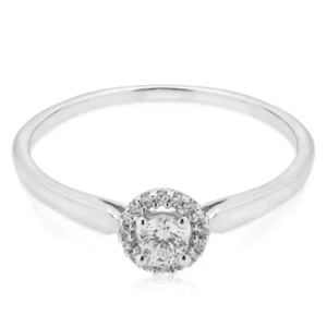 Pierścionek z białego złota 585 z diamentami 0,15ct