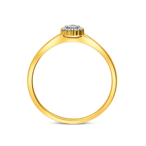 Złoty pierścionek 585 z diamentami w stylu kwiatowym 0,12ct - obrazek 2