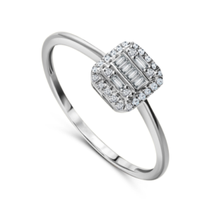 Pierścionek z białego złota 585 z diamentami 0,12ct