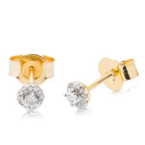 Kolczyki złote 585 z diamentami 0,06ct