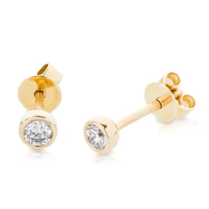 Złote kolczyki sztyfty 585 z diamentami 0,19ct