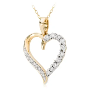 Złoty wisiorek w kształcie serca 585 z diamentami 0,1ct