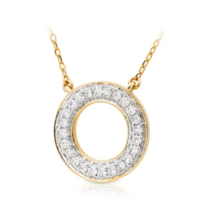 Złota celebrytka 585 z diamentami w formie złotego koła 0,12ct