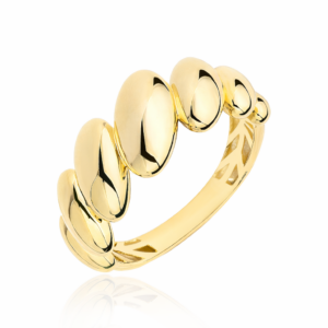 Złoty pierścionek z motywem owalnych form