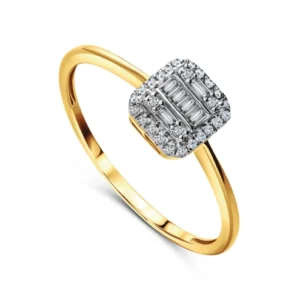 Pierścionek z żółtego złota 585 z diamentami 0,15ct