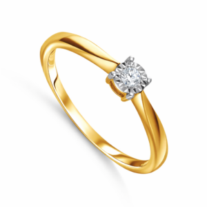 Pierścionek z żółtego złota z diamentem 0,06ct