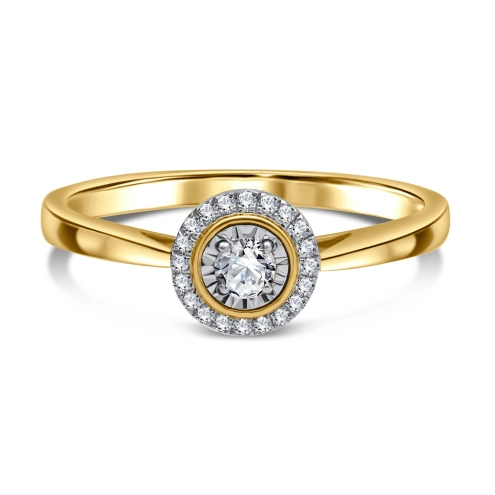 Pierścionek z żółtego złota z diamentami 0,13ct