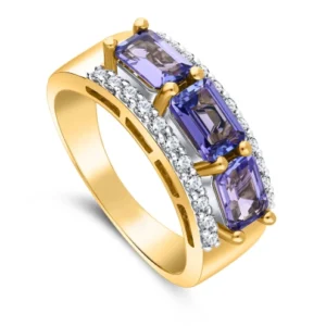 Złoty pierścionek 585 z diamentami i tanzanitami 1,81ct